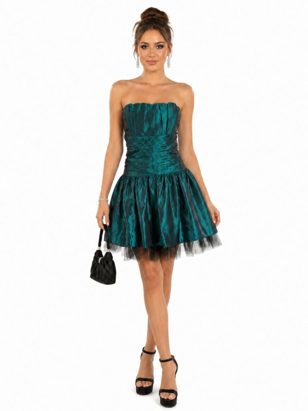 Jessica McClintock Gunne Sax 90s Glam Prom Dress Size 3/4 Teal Green Romantic